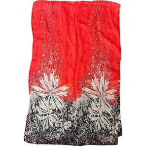 Elegant Red Floral Scarf/Sarong